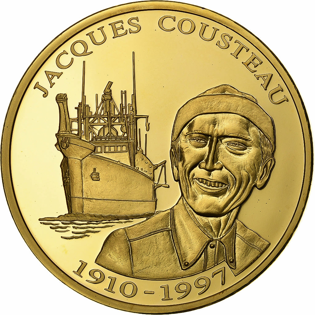 France, Medal, Jacques Cousteau, 1910-1997, n.d., Copper Gilt, Proof, MS(63)