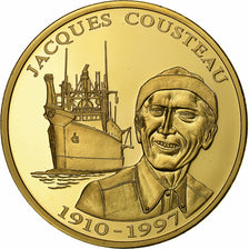 France, Medal, Jacques Cousteau, 1910-1997, n.d., Copper Gilt, Proof, MS(63)