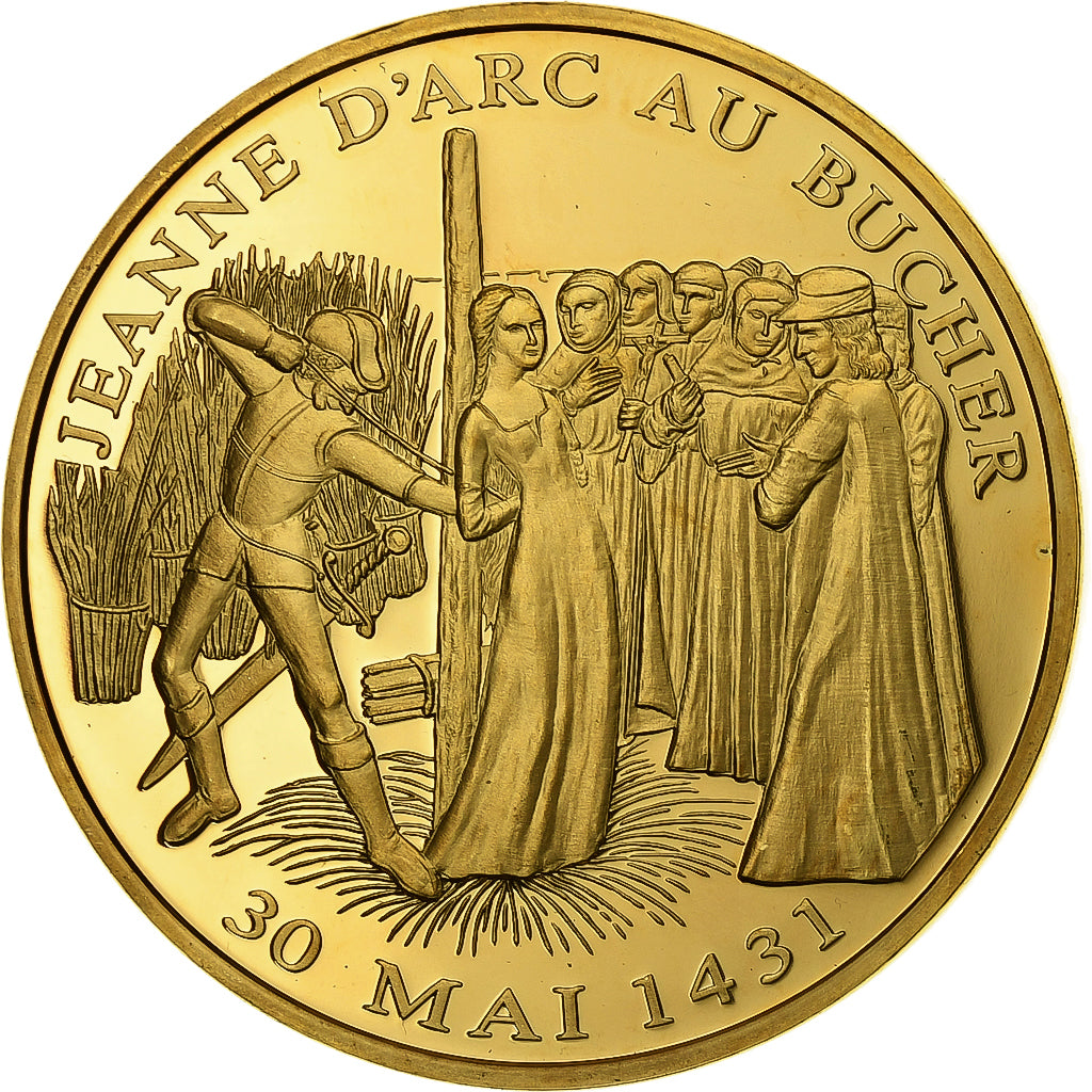 Frankrijk, Medaille, Histoire de France, Jeanne d'Arc au Bucher, n.d., Copper