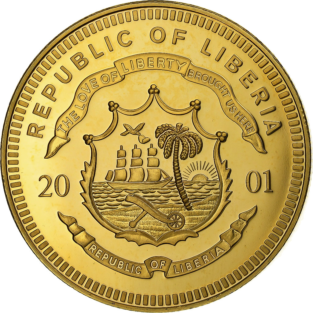 Libéria, 5 Dollars, Ecu, 2001, BE, Cupro-nickel, SPL