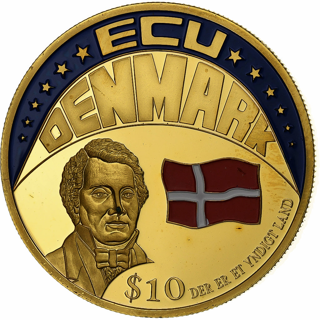 Liberia, 5 Dollars, Ecu Denmark, 2001, Proof, Cupro-nikkel, UNC-