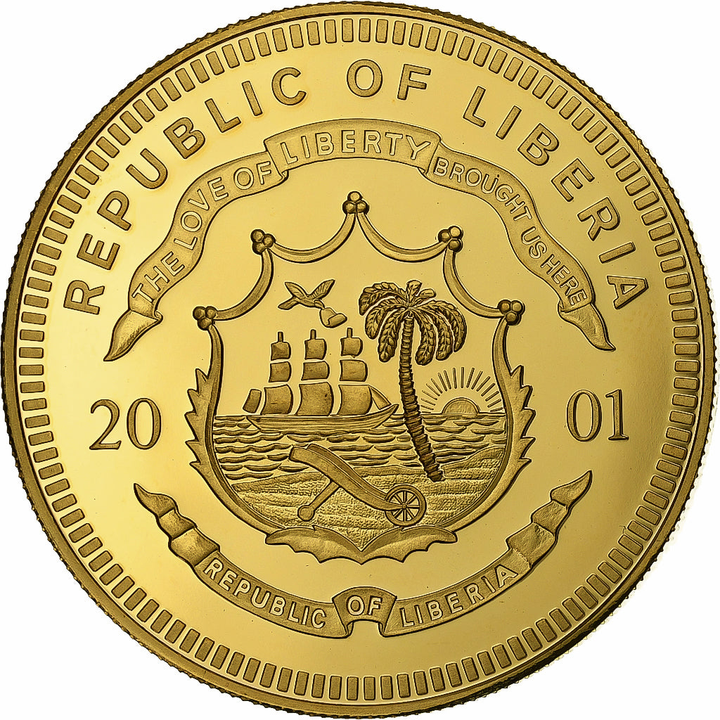 Liberia, 5 Dollars, Ecu Denmark, 2001, Proof, Cupro-nikkel, UNC-