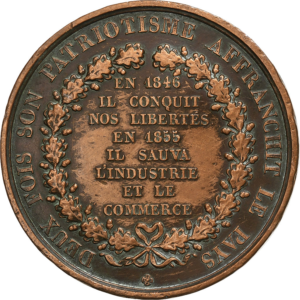 Szwajcaria, medal, James Fazy, citoyen de Genève, 1855, Brązowy, AU(50-53)