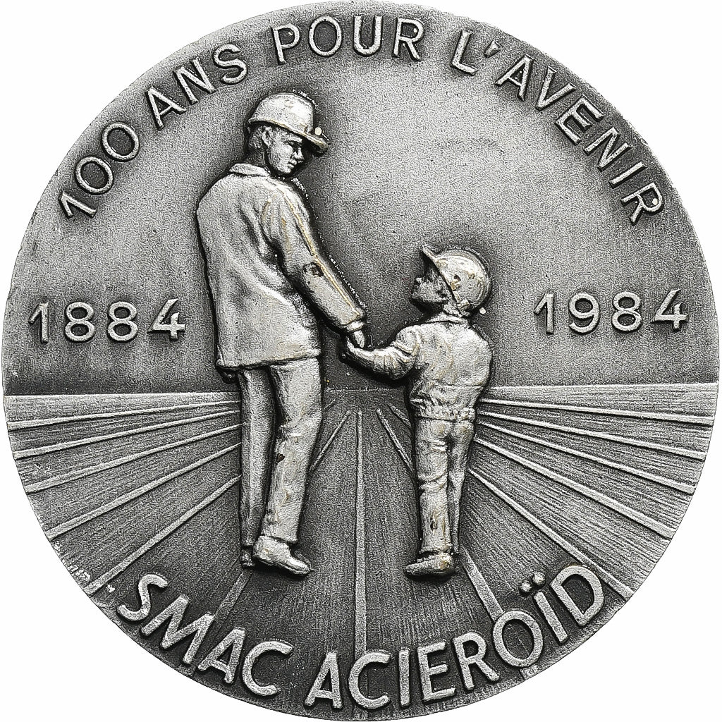 Francia, medalla, SMAC ACIEROÏD, 100 ans pour l'avenir, 1984, Bronce plateado