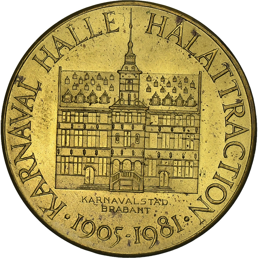 Belgia, Token, 50 Krotten - Halle, 1981, Mosiądz, AU(55-58)