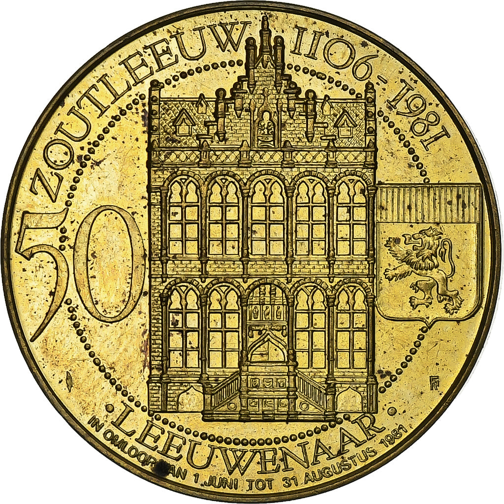 Belgio, ficha, 50 Leeuwenaar - Zoutleeuw, 1981, Ottone, SPL-