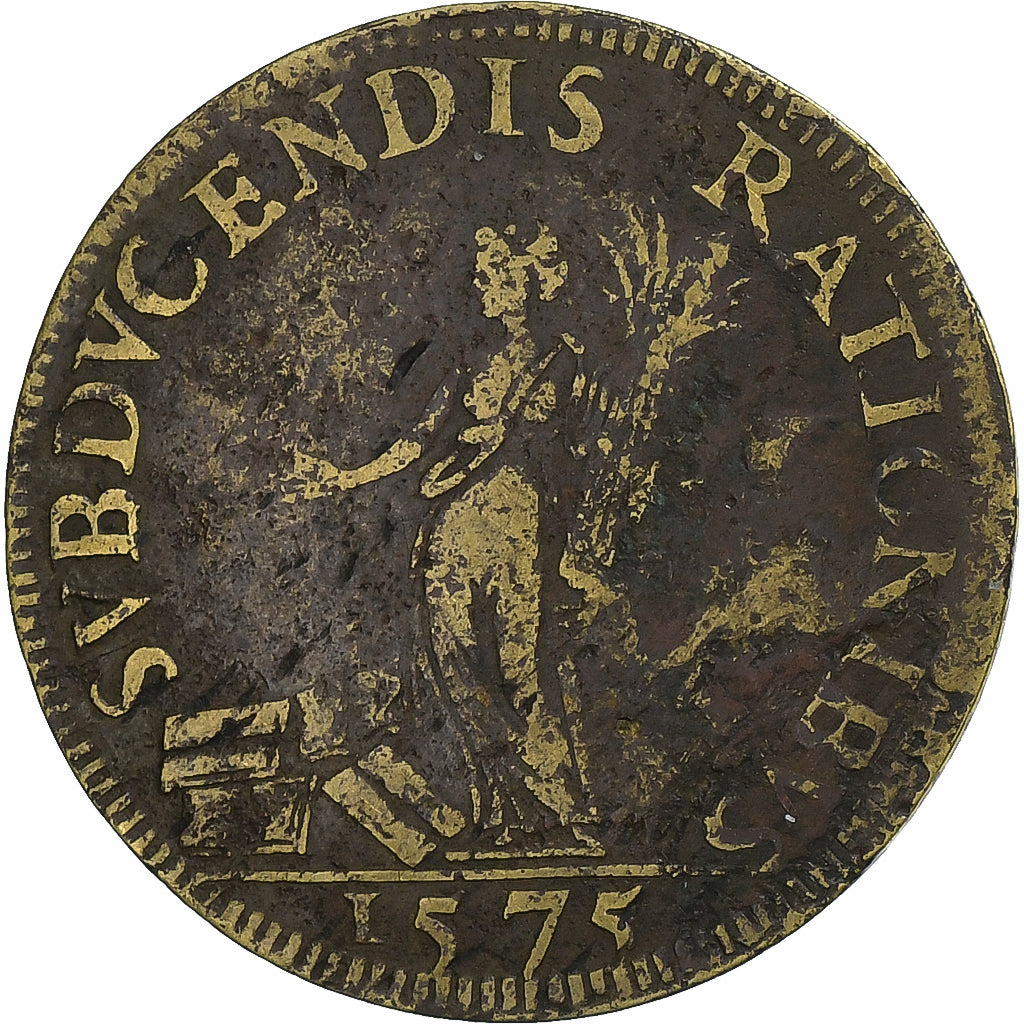 France, Token, Henri III, Chambre des Comptes, 1575, Brass, VF(30-35)
