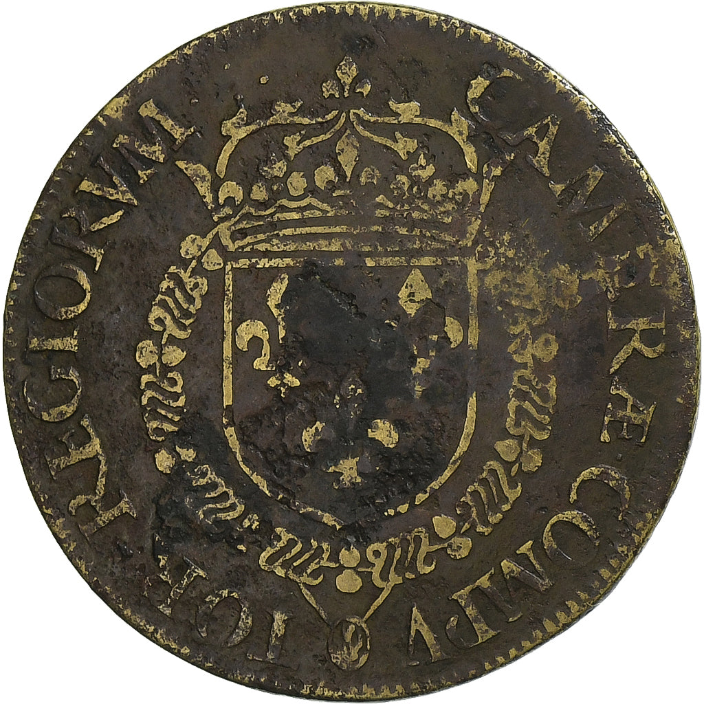 France, Token, Henri III, Chambre des Comptes, 1575, Brass, VF(30-35)