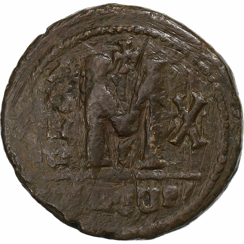 Maurice Tiberius, Follis, 591-592, Thessalonica, Bronze, VF(30-35), Sear:533