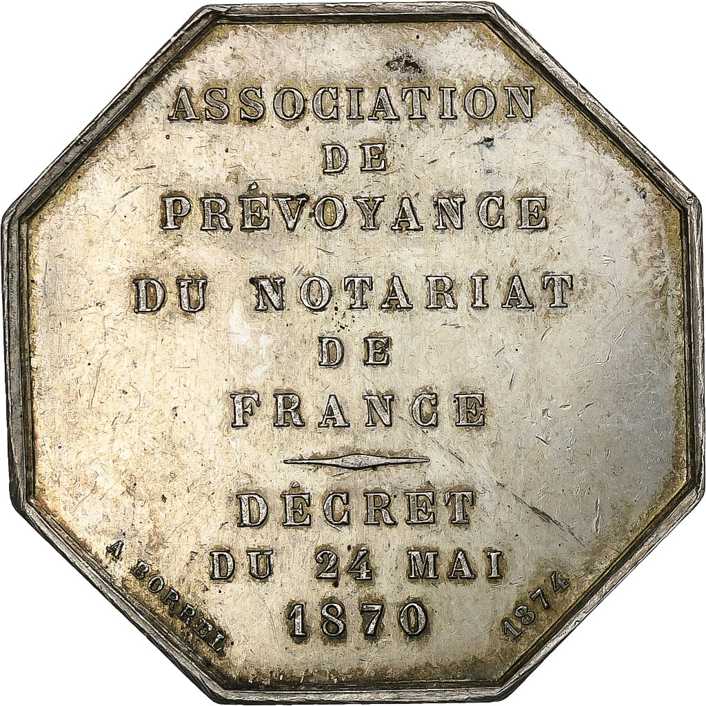 Francia, ficha, Association de Prévoyance du Notariat de France, 1874, Argento