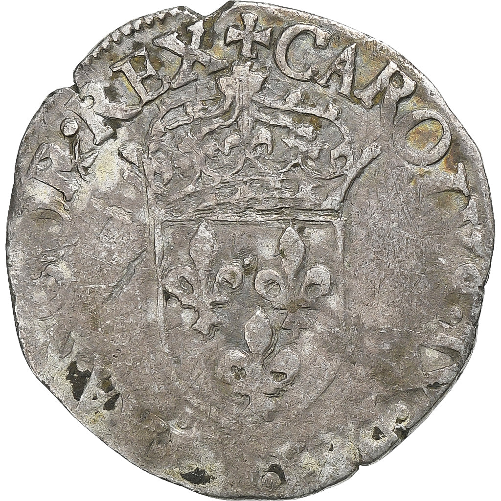 France, Charles IX, Sol Parisis, 1568, Troyes, Billon, EF(40-45), Gadoury:414