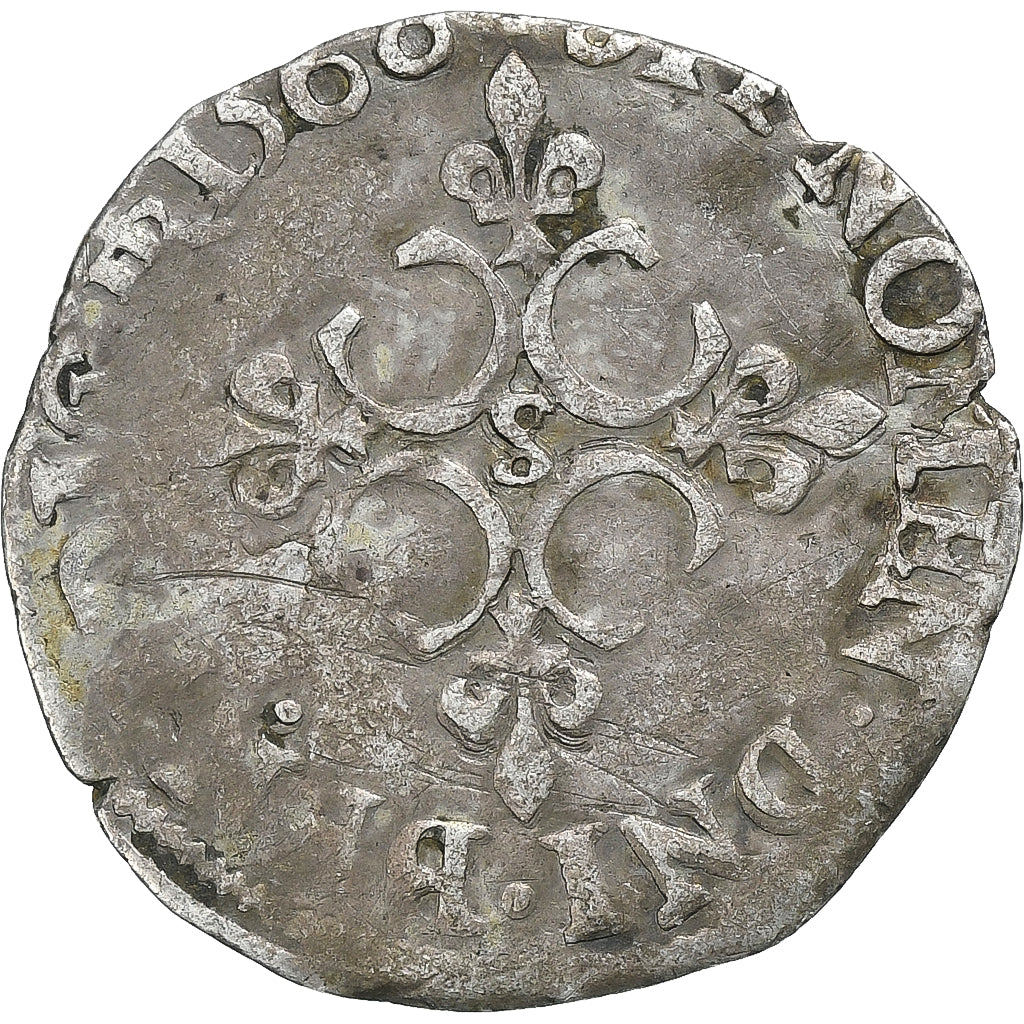 France, Charles IX, Sol Parisis, 1568, Troyes, Billon, EF(40-45), Gadoury:414