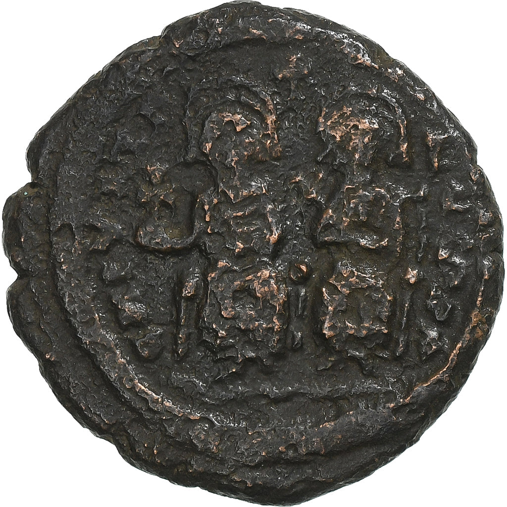 Justin II et Sophie, Half Follis, 573-574, Kyzikos, Bronzo, BB, Sear:373