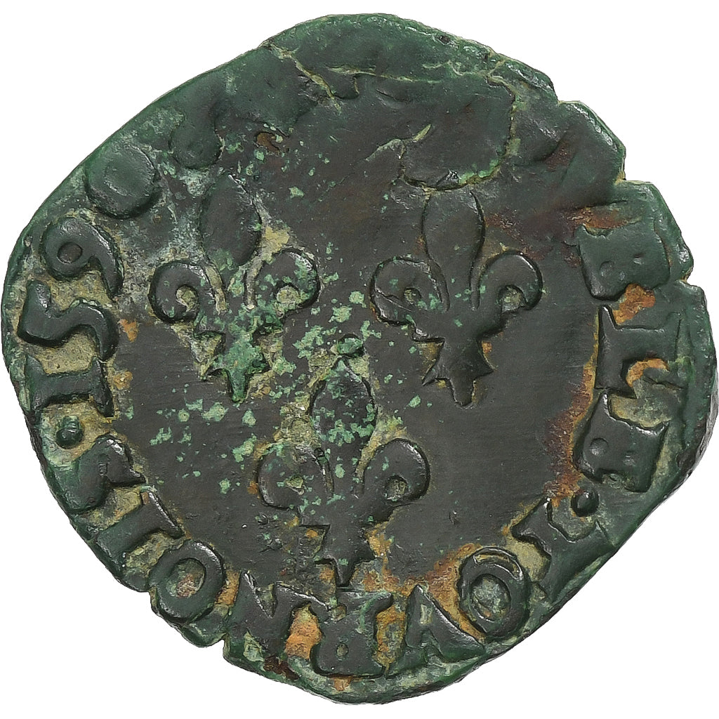 Francia, Henri III, Double Tournois, 1590, Bayonne, Cobre, MBC, Gadoury:455