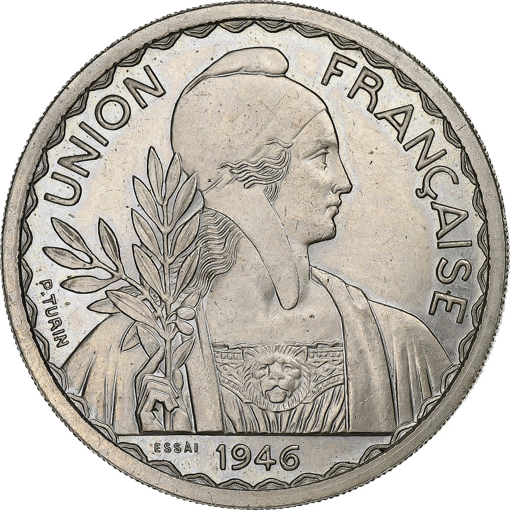 French Indo-China, 1 Piastre, 1946, Paris, Pattern, Copper-nickel, PCGS, SP66