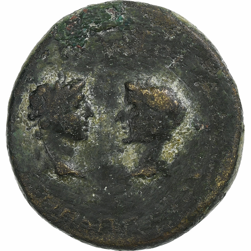 Tiberius and Augustus, Æ Unit, 14-29, Pergamon, Bronze, F(12-15), RPC:I-2368