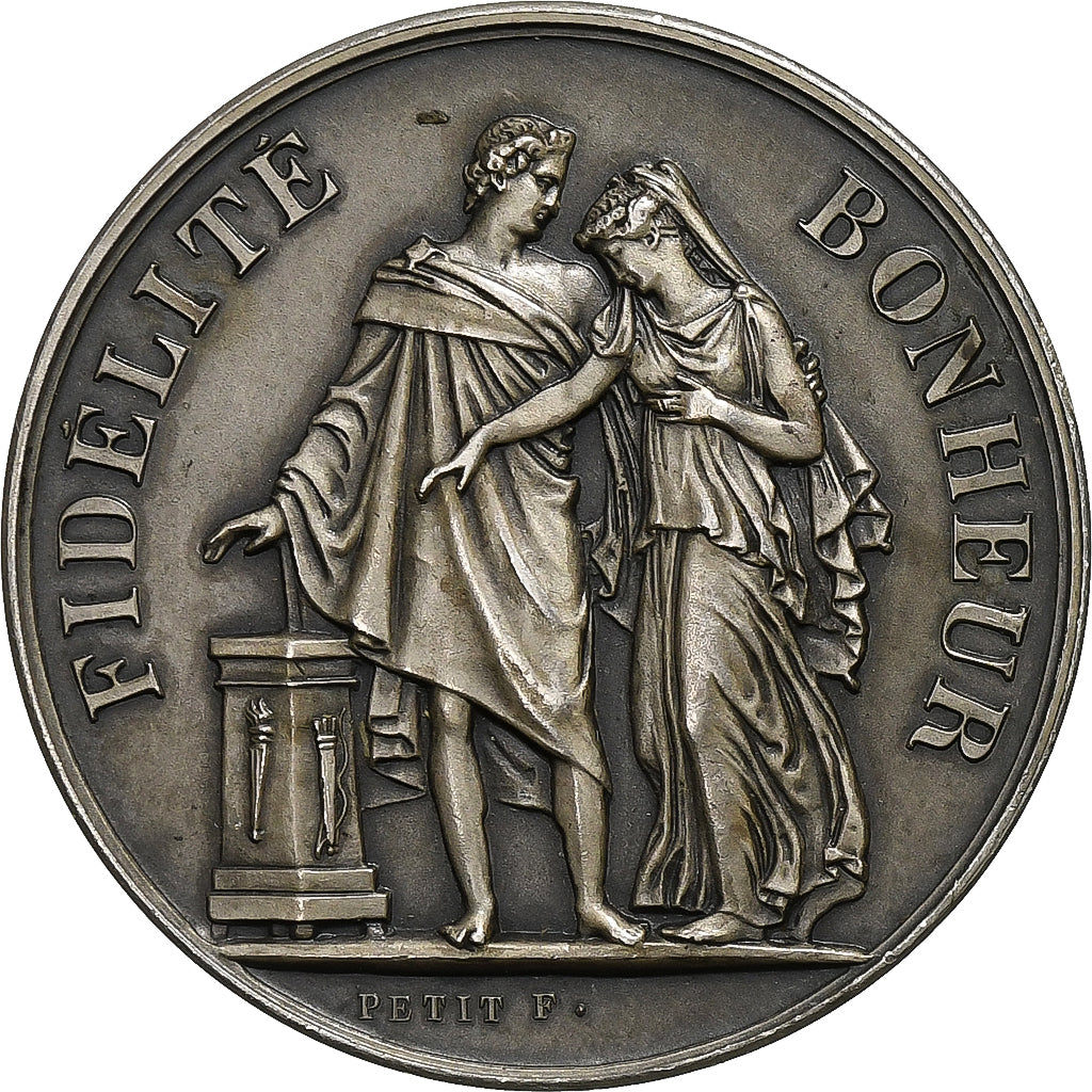 Francia, medalla, Mariage, Fidélité Bonheur, n.d., Plata, EBC