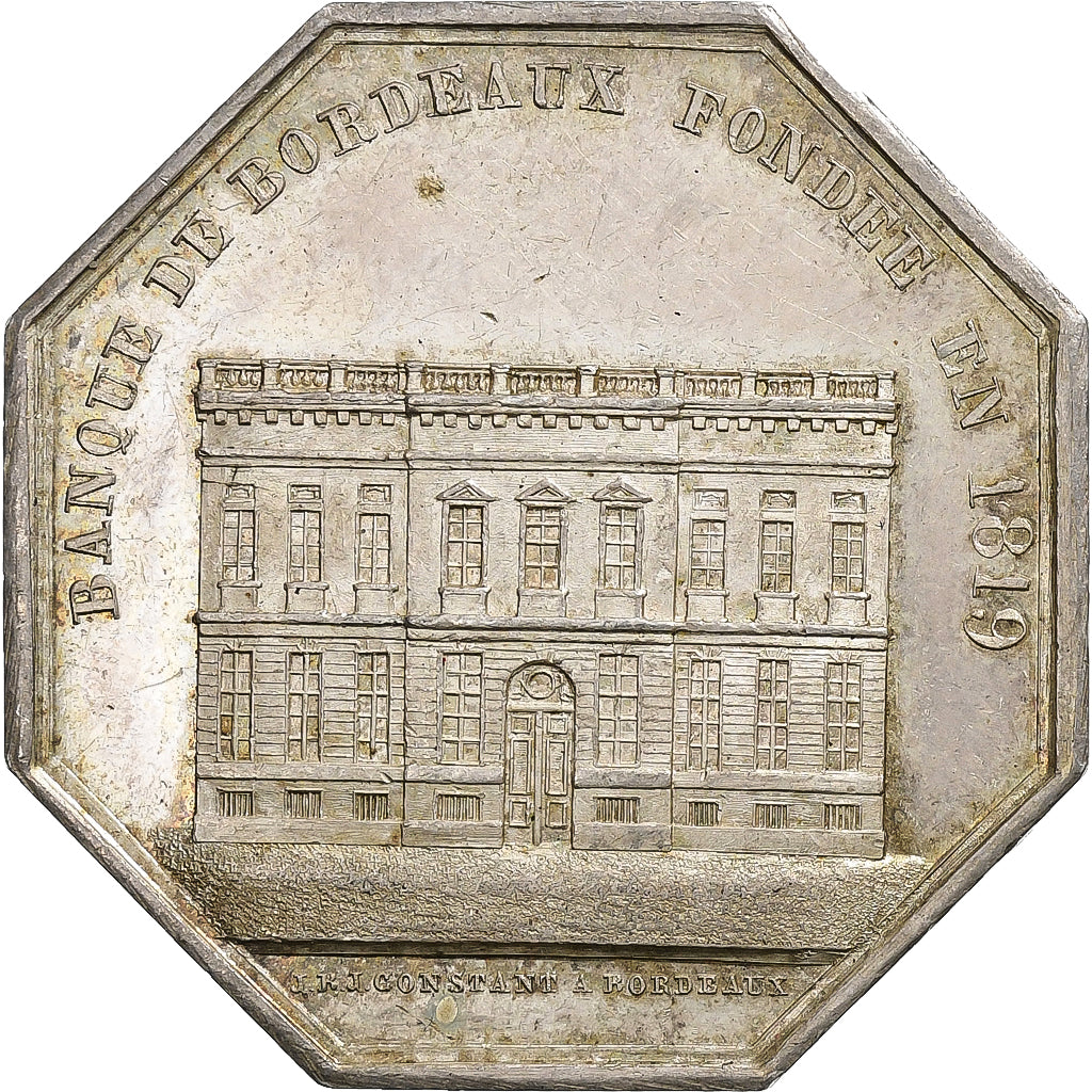 France, Token, Banque de Bordeaux, n.d. (1832-1841), Silver, AU(55-58)