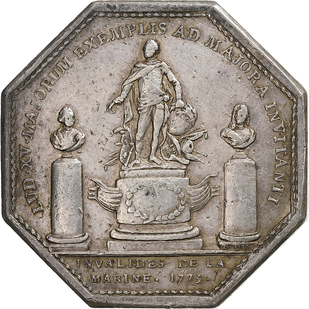 France, Jeton, Louis XV, Invalides de La Marine, 1773, Argent, TTB, Duvivier