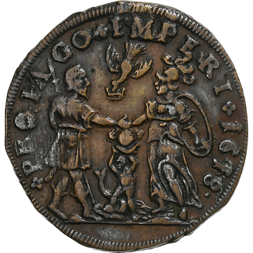 Francia, Nuremberg token, Louis XIII, 1618, Rame, BB+, Feuardent:12101