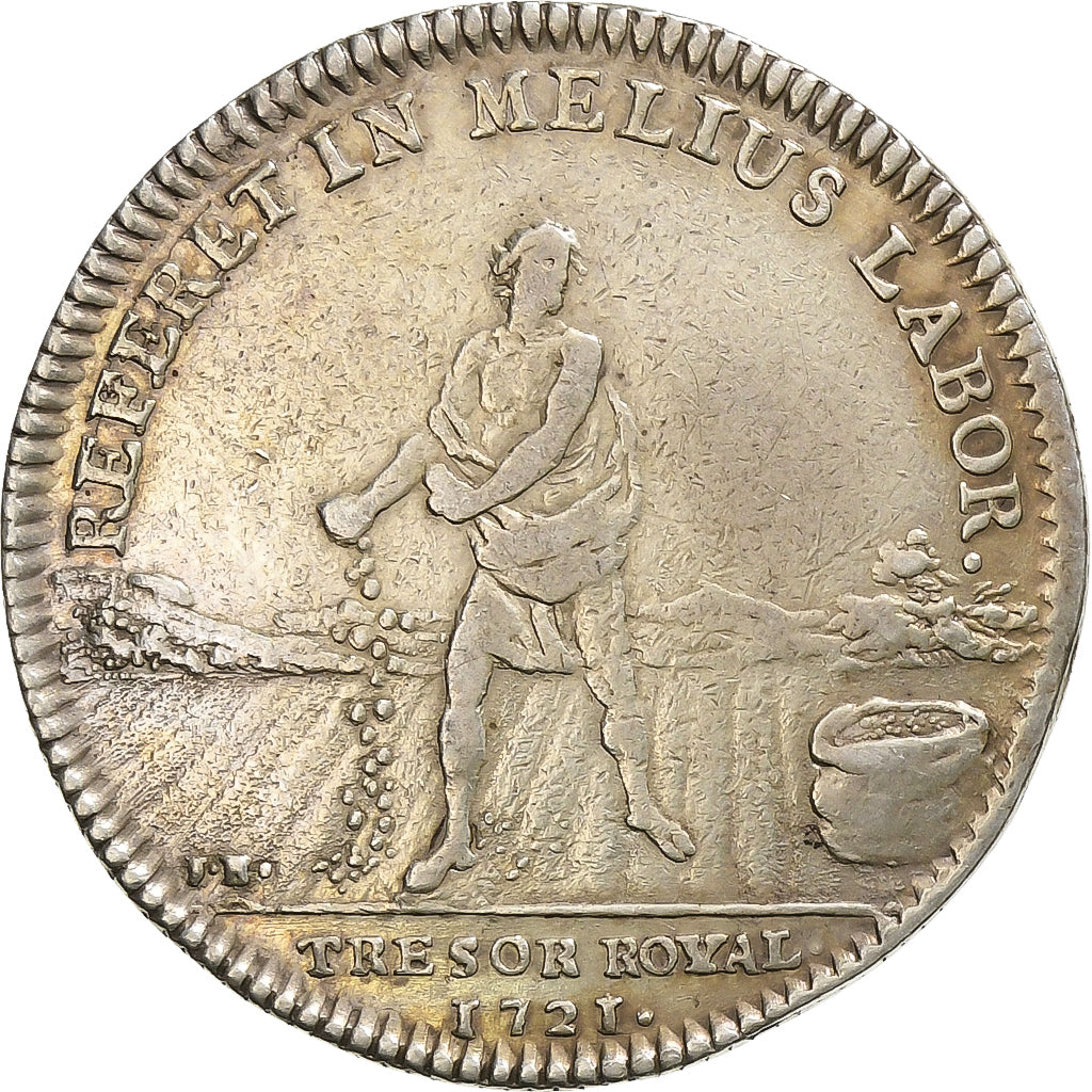 Frankrijk, Token, Louis XV, Trésor Royal, 1721, Zilver, Leblanc, ZF