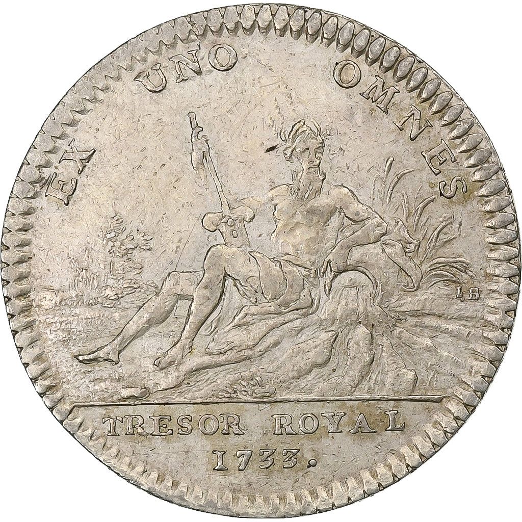 Francia, ficha, Louis XV, Trésor Royal, 1733, Argento, BB+, Feuardent:2036