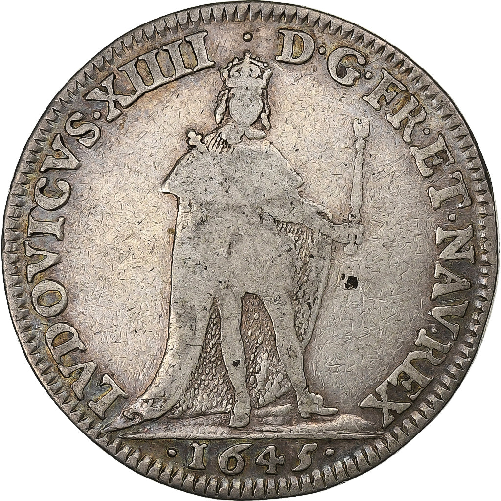 France, Jeton, Louis XIV, Bourgogne, Parlement de Dijon, 1645, Argent, TB
