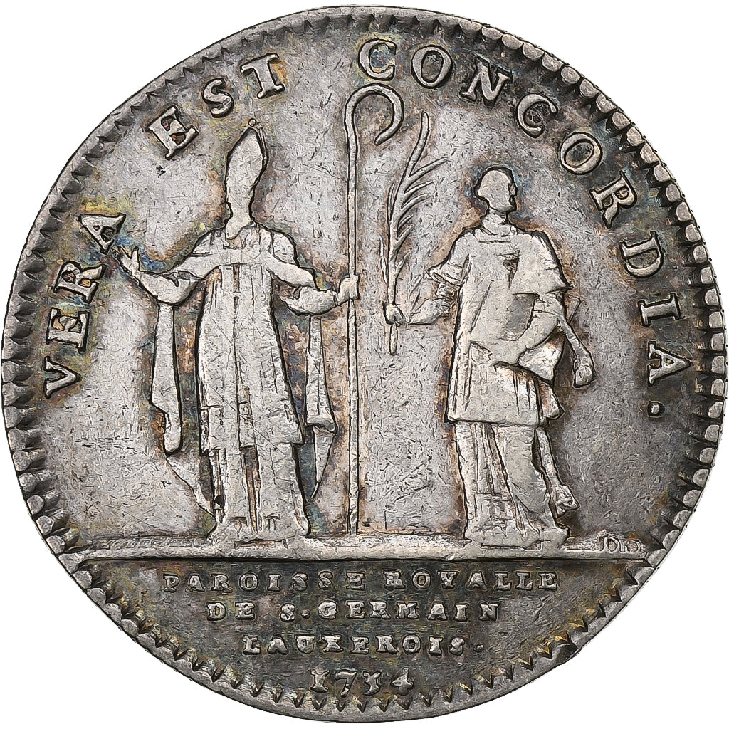 Francia, ficha, Louis XV, Paroisse de Saint-Germain-l'Auxerrois, 1734, Argento