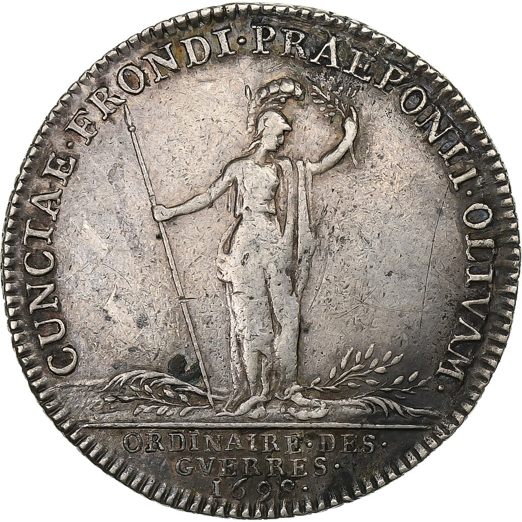 Francia, ficha, Louis XIV, Ordinaire des Guerres, 1698, Argento, BB+