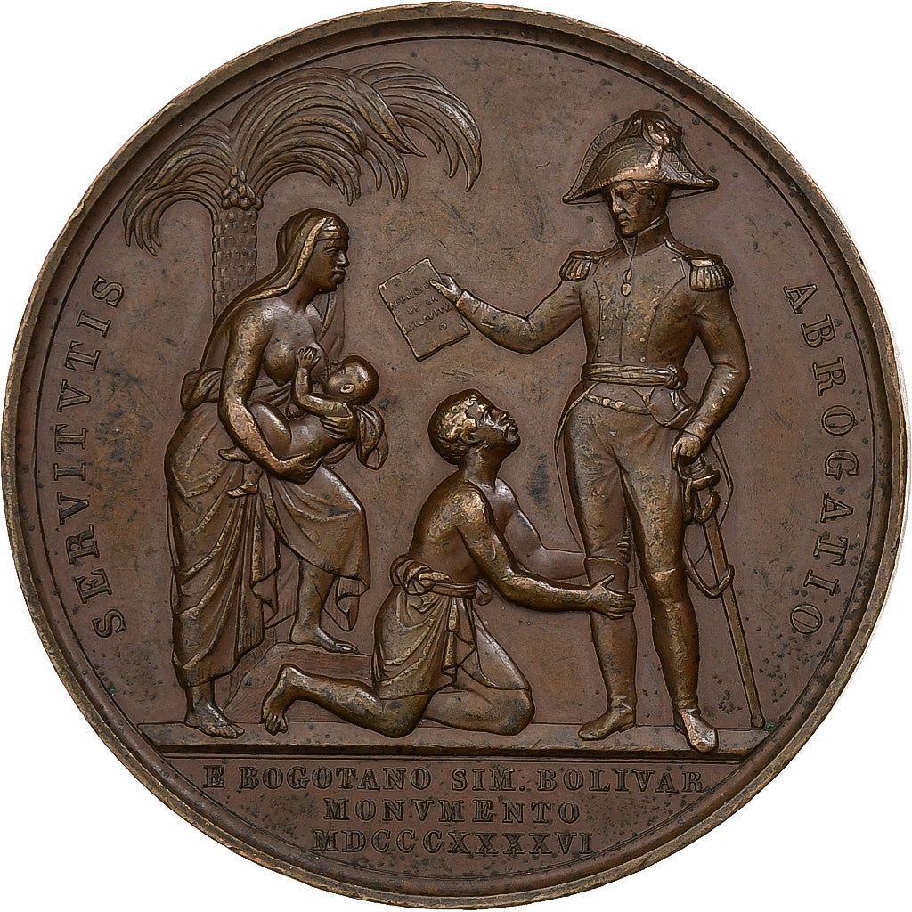 Colombia, Medal, Simon Bolivar, Abolition of Slavery, 1846, Copper