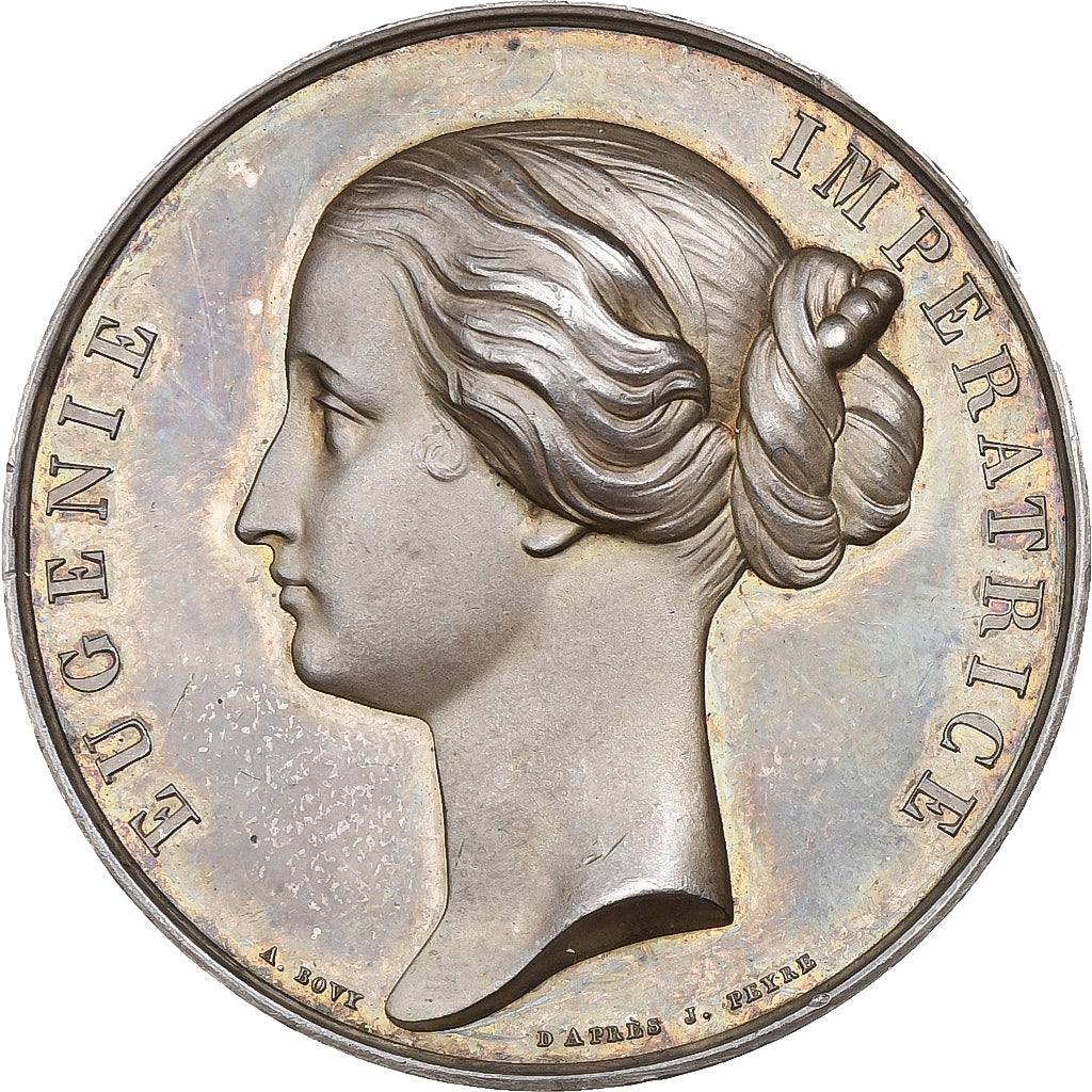 France, Medal, Impératrice Eugénie, n.d., Silver, Bovy & Peyre, MS(60-62)