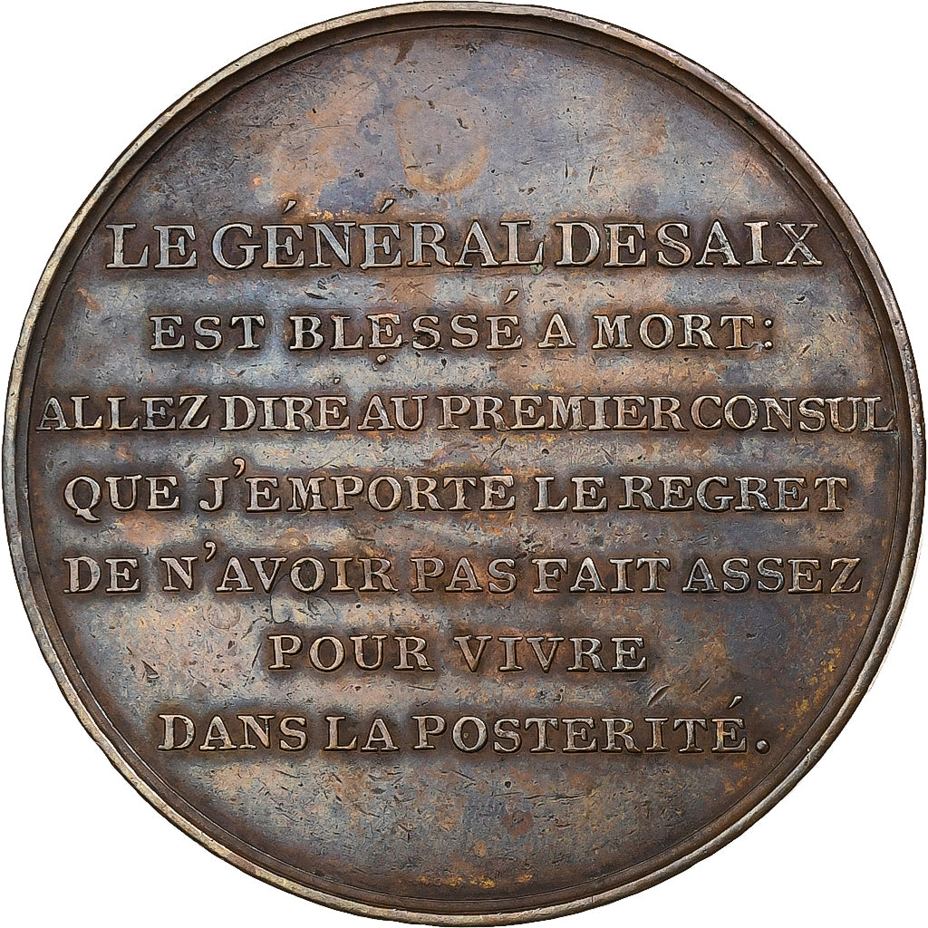 France, Médaille, Marengo, Le Général Desaix blessé à Mort, An 8 (1800)