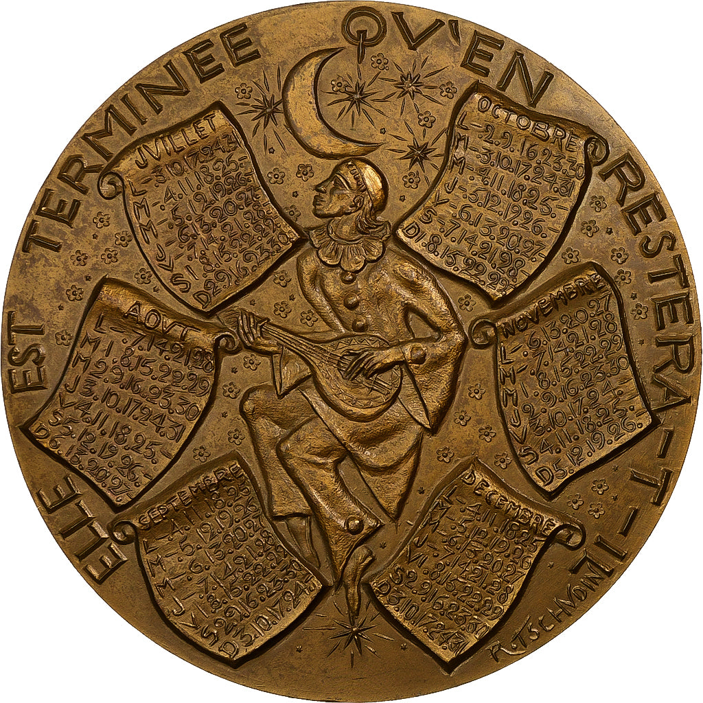 Francia, medalla, Calendrier, Arlequin et Pierrot, 1978, Bronce, Tschudin, EBC+