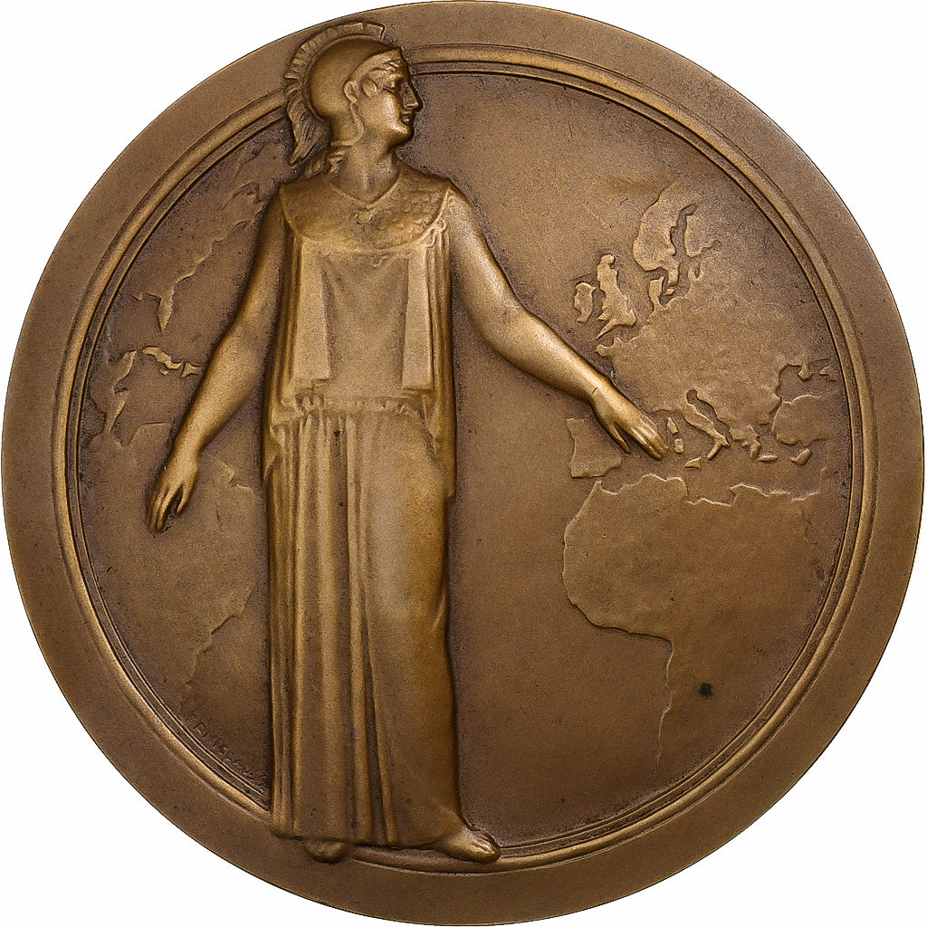 Francia, medalla, Centenaire des assurances l'Union, Incendie, 1928, Bronce