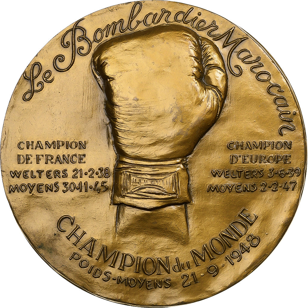 France, Médaille, Boxe, Marcel Cerdan, Le Bombardier Marocain, n.d., Bronze