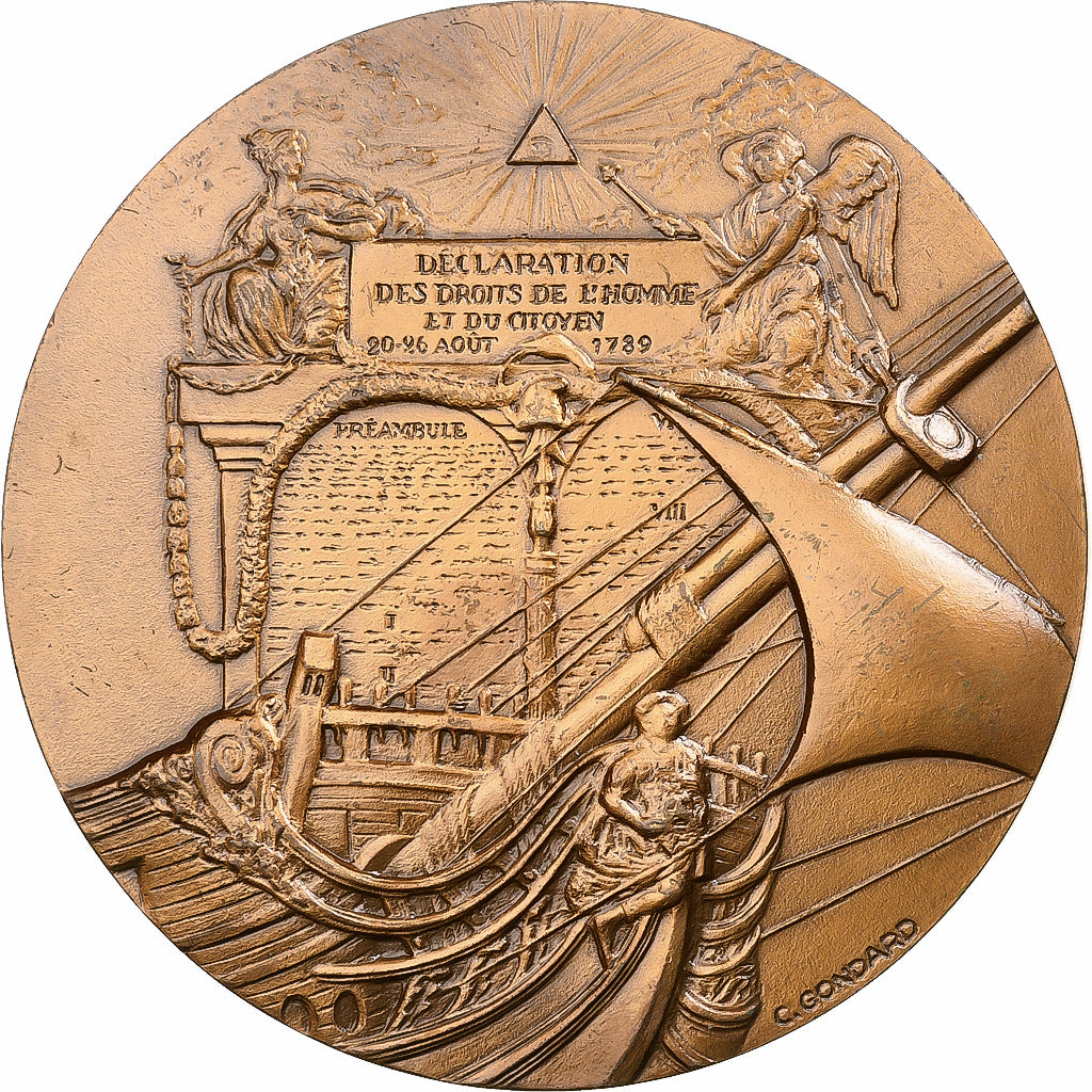 Francia, medalla, Navires, le Droits de l'Homme, n.d., Bronce, C. Gondard, EBC+