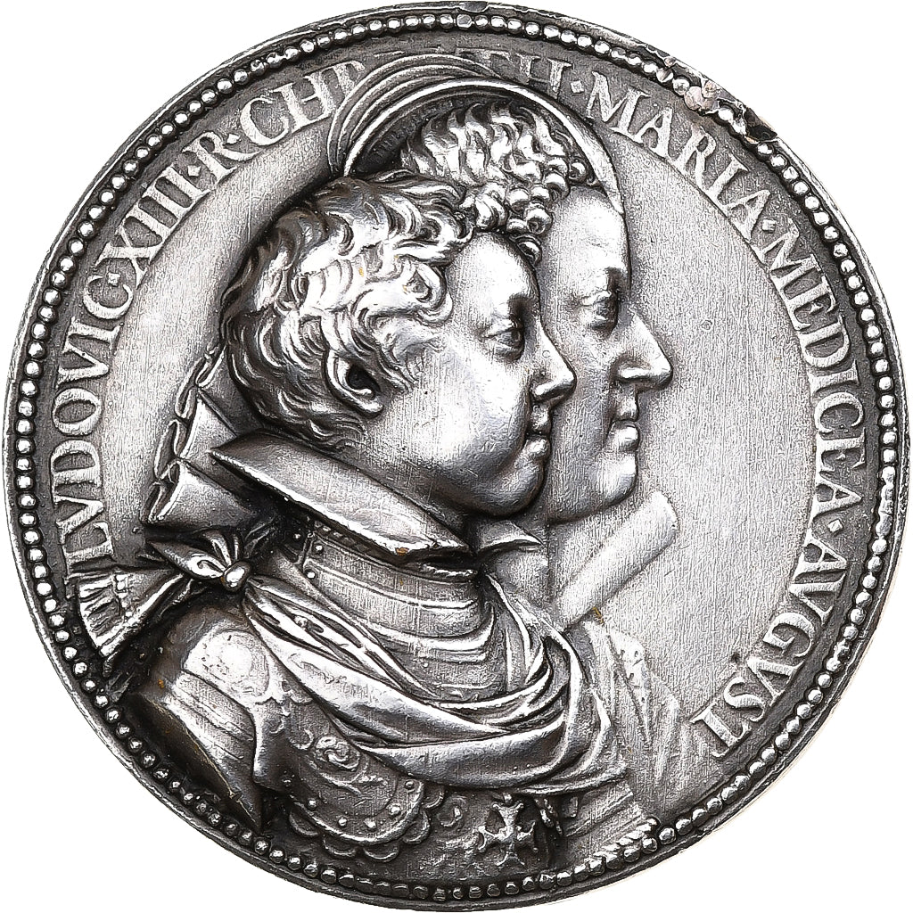 France, Médaille, Louis XIII, Marie de Médicis, Régence, 1611, Argent, SUP