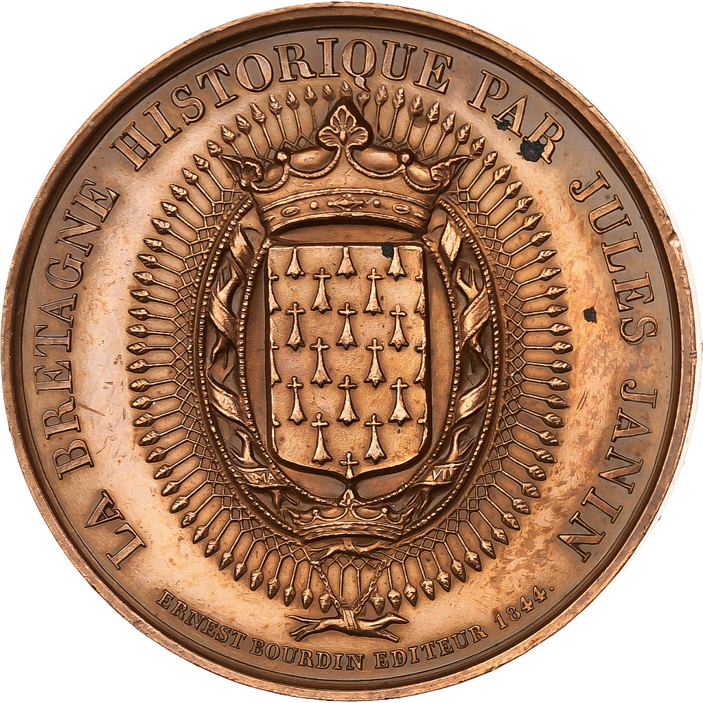 Francja, medal, François Auguste René, Vicomte de Chateaubriand, 1844, Miedź