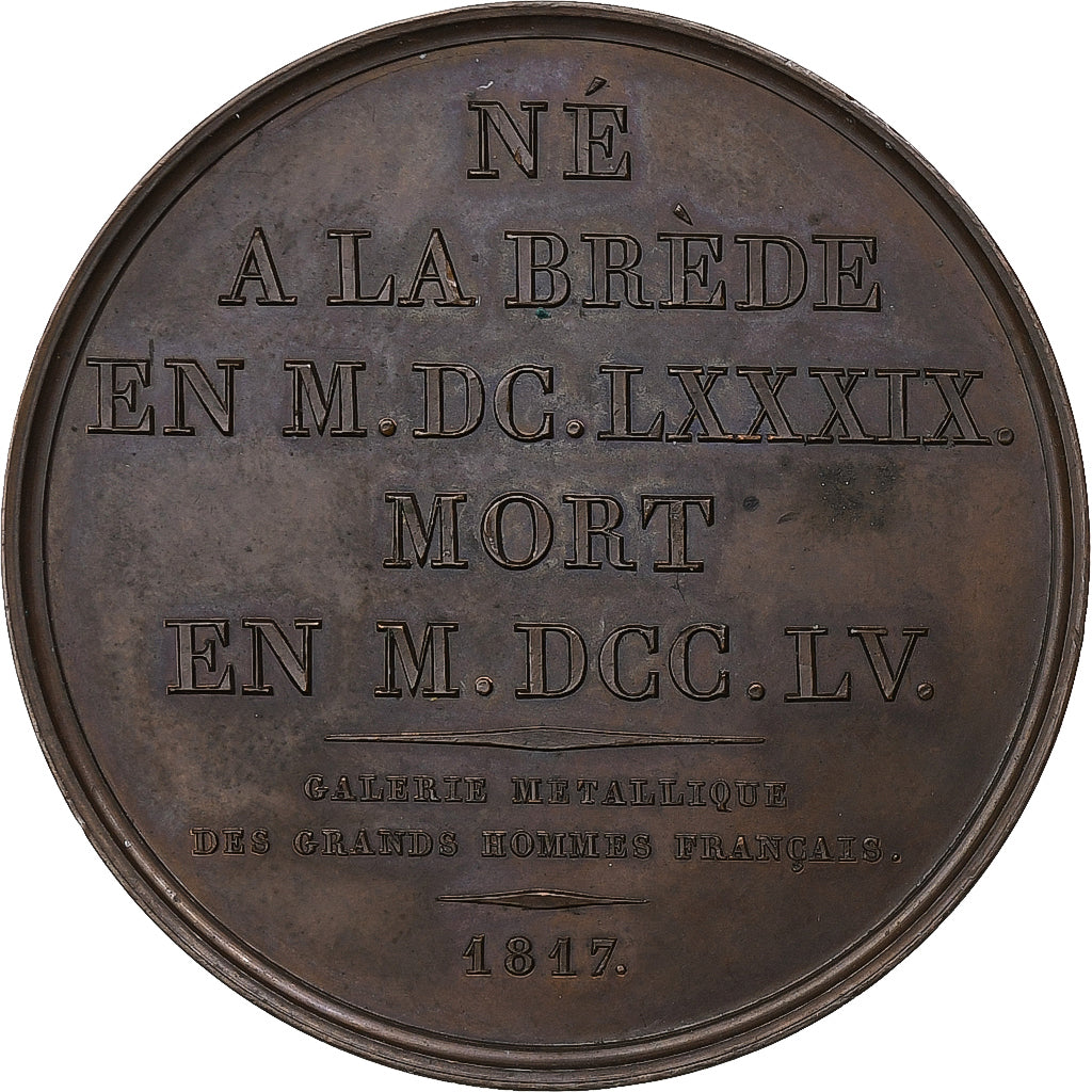 France, Médaille, Charles Louis Secondat de Montesquieu, 1817, Bronze, SUP+