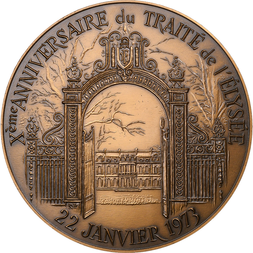 France, Médaille, 10è Anniversaire du Traité de l'Élysée, 1973, Bronze