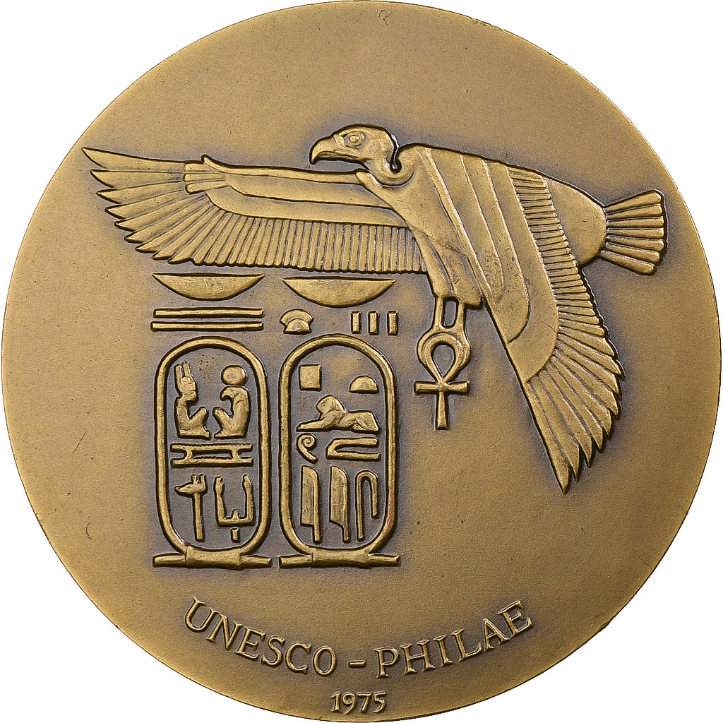 Francia, medaglia, Unesco, Sauvegarde des Monuments de Philae, Egypte, 1975