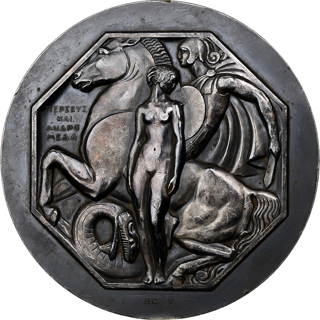 France, Médaille, Persée et Andromède, n.d. (1932), Bronze argenté, SUP