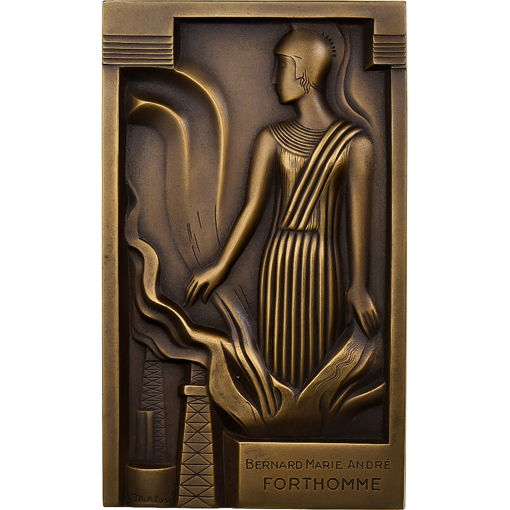 France, Plaquette, Raffinerie Port-Jérôme, 1934, Bronze, SUP+, G. Miklos
