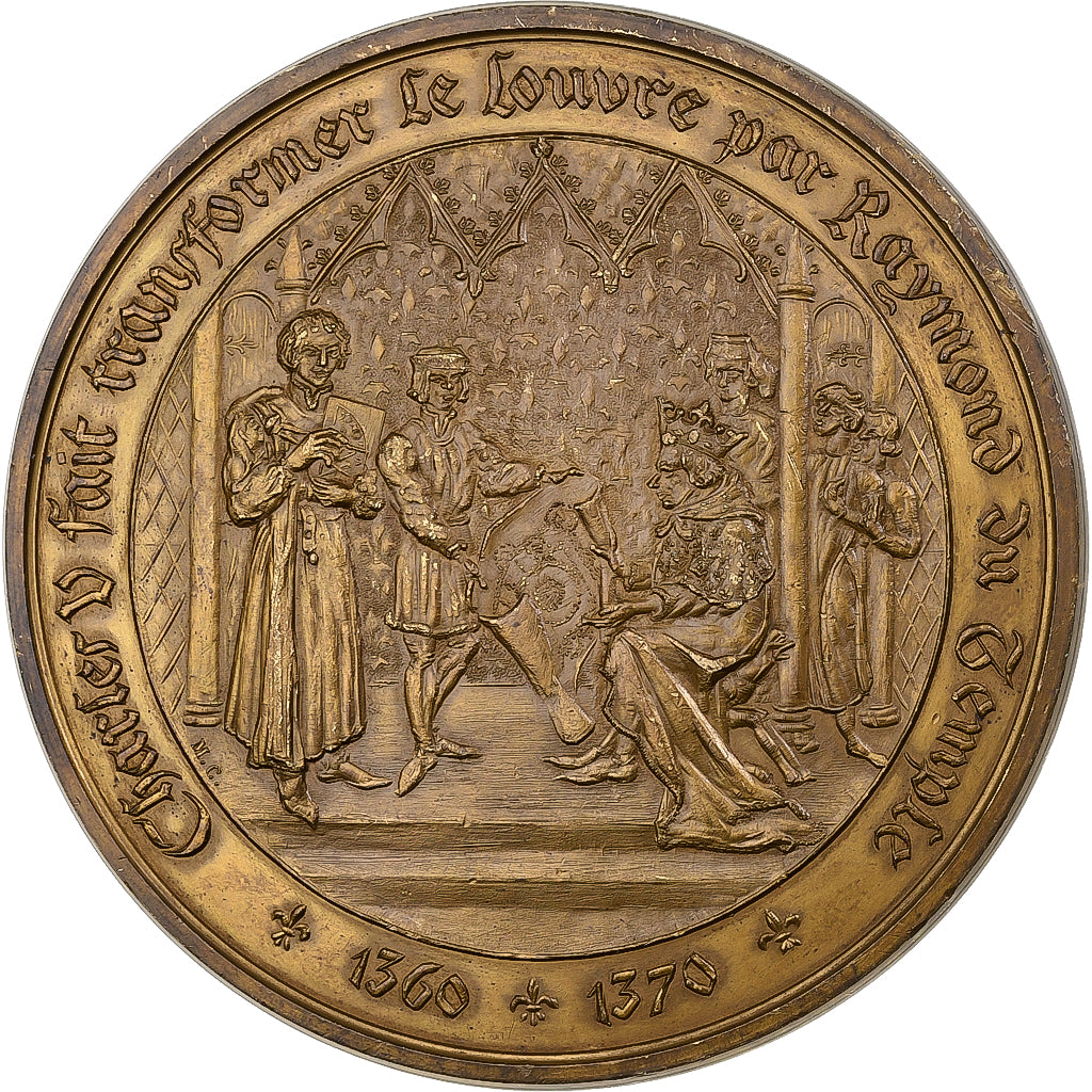 Francia, medalla, Charles V fait transformer le Louvre par Raymond du Temple