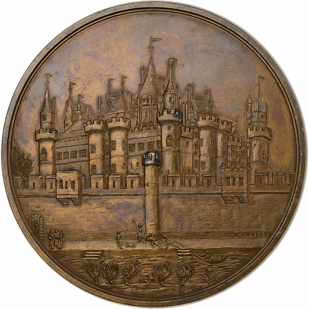 Francia, medalla, Charles V fait transformer le Louvre par Raymond du Temple