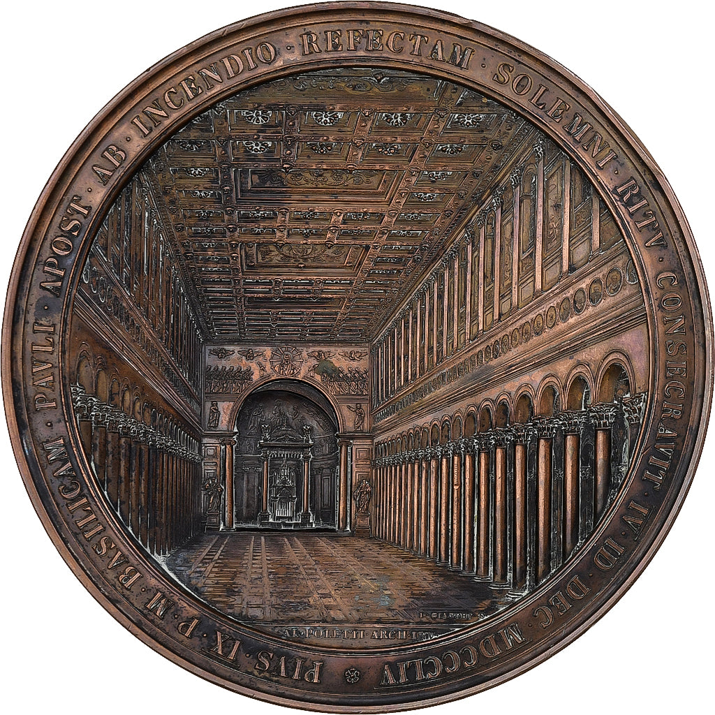 Papal States, medaglia, Pius IX, Reconsecration of Basilica Saint Paul, 1854
