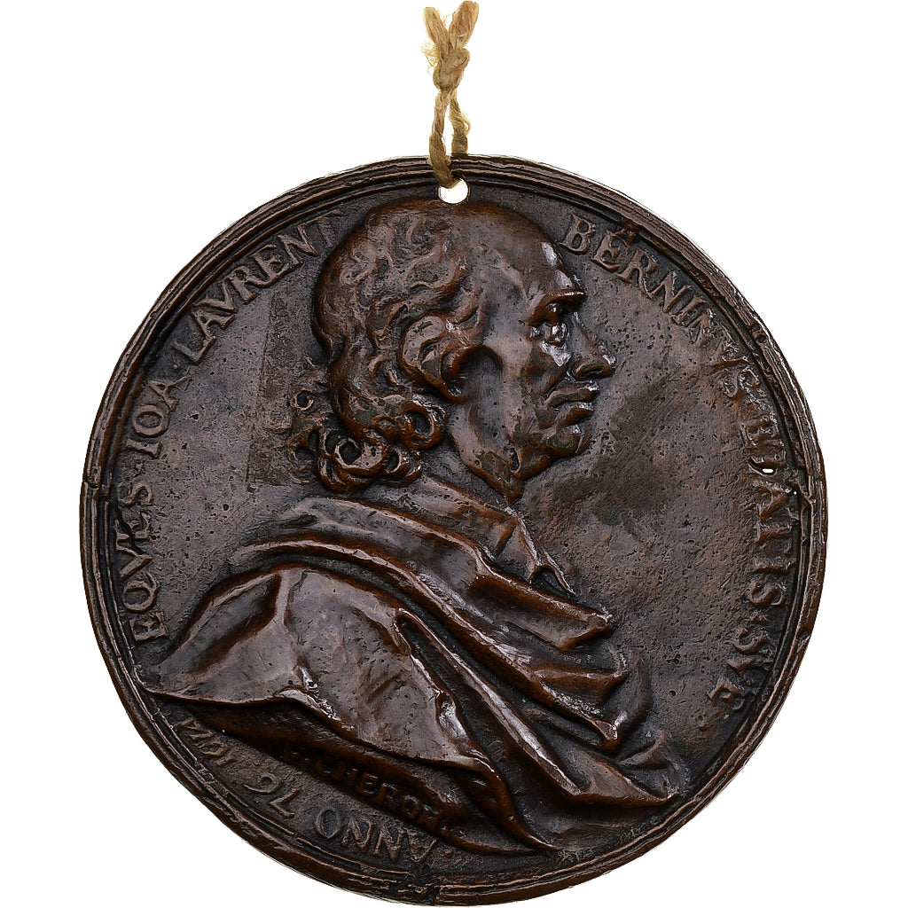France, Medal, Gian Lorenzo Bernini, 1674, Bronze, Cheron, EF(40-45)