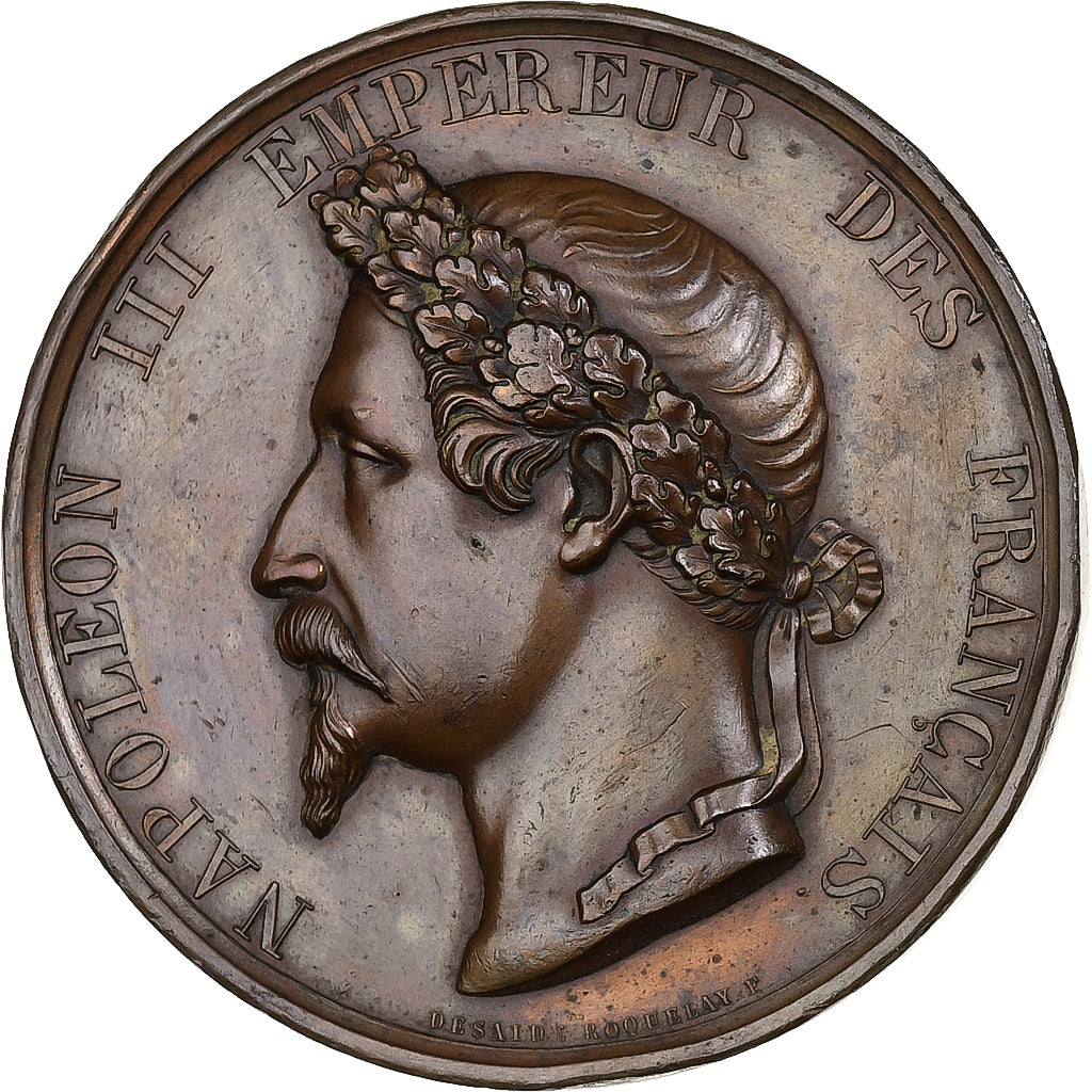 France, Medal, Napoléon III, Prise de Sébastopol, 1855, Copper