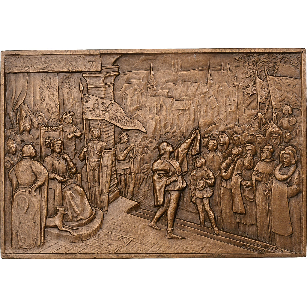 France, Plaquette, Octroi de la Charte des Drapiers à Roubaix, 1969, Bronze