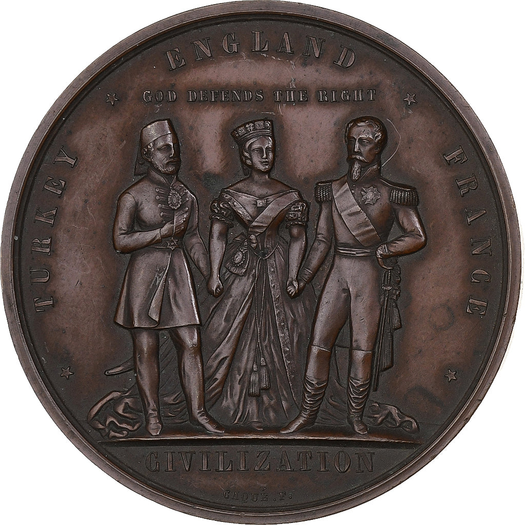 Francia, medaglia, Alliance Angleterre, France et Turquie, 1854, Rame, Caqué